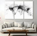 Flight Routes Air Traffic Map Canvas Wall Art - Framed -