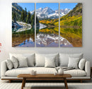Maroon Bells Wall Art – Framed Snowy Mountain Canvas by MyGreatCanvas | Canvas Wall Art Prints | Photo Prints & Wall Decor