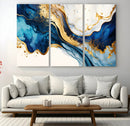Blue Gold Flow Wall Art Canvas Print – Framed Marble Design by MyGreatCanvas | Canvas Wall Art Prints | Photo Prints & Wall Decor