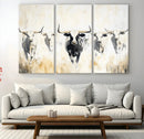 Texas Longhorn Wall Art Canvas Print – Rustic Western Bull