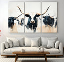 Texas Longhorn Wall Art Canvas Print – Majestic Horned Bull