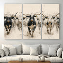 Texas Longhorn Wall Art – Framed Cattle Walking Canvas by MyGreatCanvas | Canvas Wall Art Prints | Photo Prints & Wall Decor
