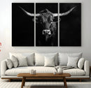 Texas Longhorn Wall Art Canvas Print – Framed Monochrome by MyGreatCanvas | Canvas Wall Art Prints | Photo Prints & Wall Decor