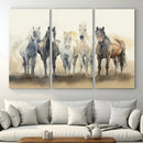 Wild Horses Wall Art Canvas Print, Framed Running Horses Art