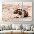 Texas Longhorn Wall Art Canvas Print – Framed Resting Bull by MyGreatCanvas | Canvas Wall Art Prints | Photo Prints & Wall Decor