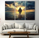 Jesus Walks Wall Art Canvas Print Framed Divine Sunset Art
