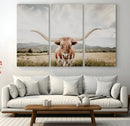 Texas Longhorn Wall Art Canvas Print – Framed Western Cow