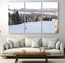 Snowy Mountain Wall Art Canvas Print – Framed Ski Slope