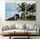 Tropical Coastline Wall Art Canvas Print – Framed Palm Tree