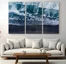 Black Beach Wall Art Canvas Print – Framed Aerial Ocean View