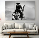 Western Wall Art Canvas Print – Framed Cowboy and Horse