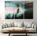 Vibrant Aquatic Motion Wall Art Canvas Print – Framed
