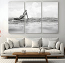 Black and White Surfing Wall Art Canvas Print – Framed Ocean by MyGreatCanvas | Canvas Wall Art Prints | Photo Prints & Wall Decor