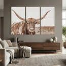 Longhorn Cow Wall Art Canvas Print – Framed Texas Ranch
