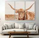 Longhorn Bull Wall Art Canvas Print – Framed Western Cow