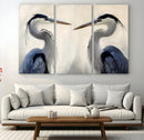 Blue Heron Pair Wall Art Canvas Print – Framed Coastal Bird