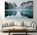 Mountain Lake Wall Art Canvas Print – Snowy Peaks Winter
