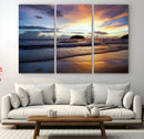 Beach Sunset Wall Art Canvas Print – Tropical Ocean Waves