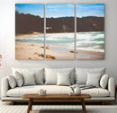 Tranquil Beach Scene Wall Art Canvas Print – Framed Blue