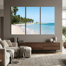Palm Tree Coast Wall Art Canvas Print – Framed Island Getaway with Crystal Blue Water Scenic Artwork for Home, Office by MyGreatCanvas | Canvas Wall Art Prints | Photo Prints & Wall Decor