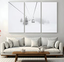 Ski Lift Wall Art Canvas Print – Snowy Alpine Landscape