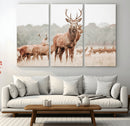 Rustic Nature Wall Art Canvas Print – Stag Woodland Framed