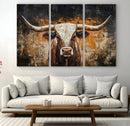 Abstract Longhorn Bull Wall Art Canvas Print – Vintage by MyGreatCanvas | Canvas Wall Art Prints | Photo Prints & Wall Decor
