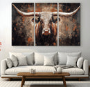 Rustic Longhorn Bull Wall Art Canvas Print – Vintage Western by MyGreatCanvas | Canvas Wall Art Prints | Photo Prints & Wall Decor
