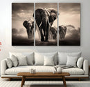 Elephant Family Wall Art Canvas Print, Framed Elephant Wall