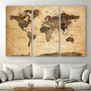 Push Pin World Map Canvas Print – Travel Tracker Wall Art
