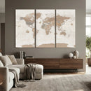 Framed Large World Map Canvas Print for Office Decor by MyGreatCanvas | Canvas Wall Art Prints | Photo Prints & Wall Decor