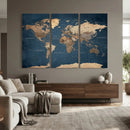Navy Blue World Map Canvas Print – Framed Travel Map Wall by MyGreatCanvas | Canvas Wall Art Prints | Photo Prints & Wall Decor