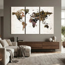 Watercolor World Map Print - Large Wall Art Canvas Print for