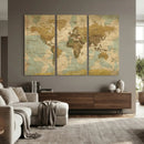 Vintage World Map Wall Art Canvas Print, Detailed World Map