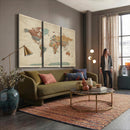 Vintage World Map Canvas Wall Art Print – Framed Modern