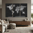 Black World Map Wall Art Canvas Print – Detailed Map of the by MyGreatCanvas | Canvas Wall Art Prints | Photo Prints & Wall Decor