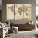 Framed World Map Wall Art for Home and Office Decor