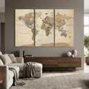 Framed World Map Wall Art for Home and Office Decor