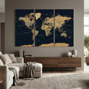 Vintage World Map Canvas on the Dark Background Wall Art by MyGreatCanvas | Canvas Wall Art Prints | Photo Prints & Wall Decor