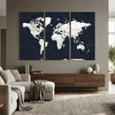 Black World Map Wall Art Canvas Print for Home Office and by MyGreatCanvas | Canvas Wall Art Prints | Photo Prints & Wall Decor
