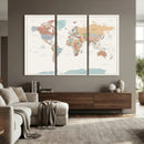 Pastel Colors World Map Wall Art Canvas Print by MyGreatCanvas | Canvas Wall Art Prints | Photo Prints & Wall Decor