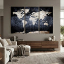 Vintage World Map Canvas Wall Art – Antique Triptych Map