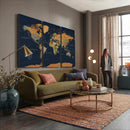 Modern World Map Canvas Print – Framed Detailed Map of the