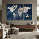 Large Blue World Map Wall Art Canvas Print for Home Office by MyGreatCanvas | Canvas Wall Art Prints | Photo Prints & Wall Decor