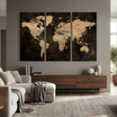 Brown World Map Canvas Print – Modern Travel Map Wall Art, by MyGreatCanvas | Canvas Wall Art Prints | Photo Prints & Wall Decor