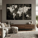 Vintage World Map Wall Art Canvas Print – Framed Large Map