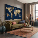Navy Blue World Map Canvas Print – Detailed Map Minimal Navy