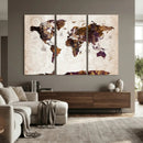 Blue Watercolor World Map Canvas Print – Framed Modern Wall