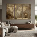 Dark Vintage World Map Canvas Wall Art Print, Antique Map