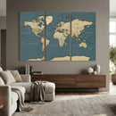 Minimal Vintage World Map Canvas Wall Art Print, Neutral
